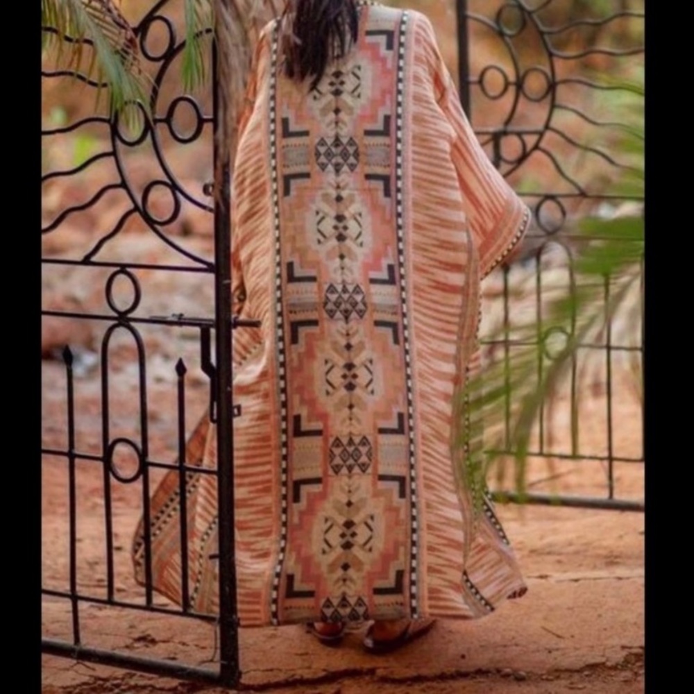 SOLD OUT New Tribal Ethnic Aztec Western Self Tie Kimono Duster Robe Kimono Wrap - Picture 5 of 6